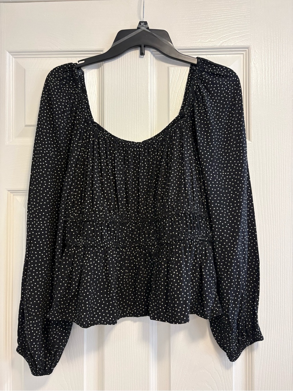 Target a new day Black Polka Dot Square-Neck Puff Sleeve Blouse size large